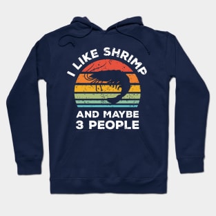 I Like Shrimp and Maybe 3 People, Retro Vintage Sunset with Style Old Grainy Grunge Texture Hoodie